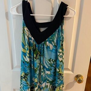 V-Neck Sleeveless Top in Blue and Green